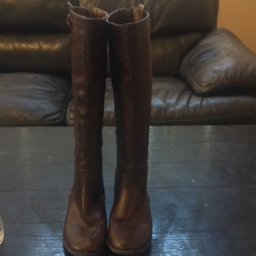Brown Leather Knee High Boots